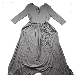 Matilda Jane Go West Maxi Dress Asymmetrical Hem Pockets Gray Size Small H311